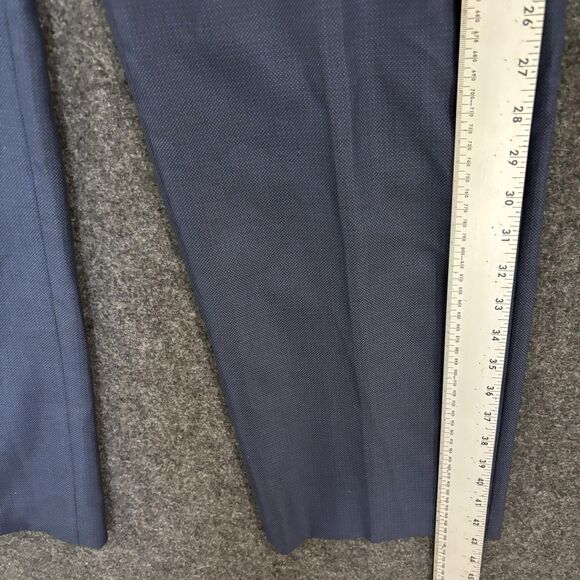Van Heusen Manvell Dress Pants Men's 42x32 Navy Blue Slacks Flat Front Trousers - Picture 5 of 12